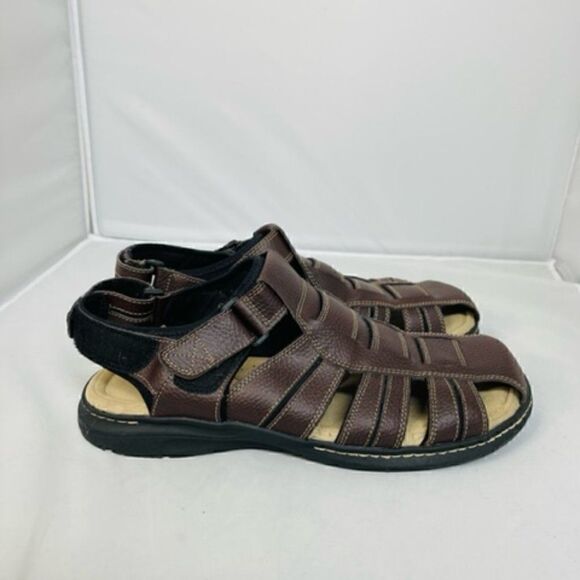Men\'s Dockers Dark Brown Leather Sandals Size 13 Excellent -worn one time main image 5